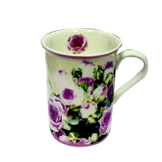 Mug décor rose en porcelaine 25cl