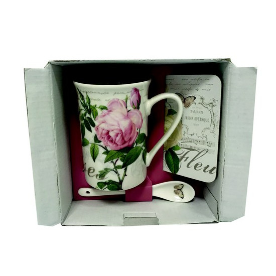 Coffret mug et cuillère porcelaine