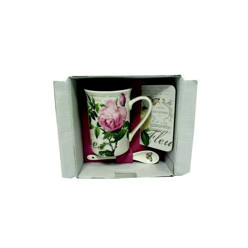 Coffret mug et cuillère porcelaine