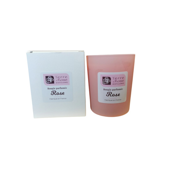 Rose-scented plant-based wax candle with its box